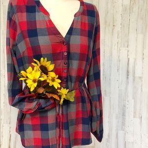 Modcloth plaid blouse size large